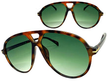 Oversized Vintage Retro Style SUNGLASSES Large Tortoise Frame - Green Lens 81022