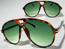 Oversized Vintage Retro Style SUNGLASSES Large Tortoise Frame - Green Lens 81022