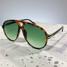 Oversized Vintage Retro Style SUNGLASSES Large Tortoise Frame - Green Lens 81022