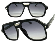 Oversized Vintage Retro Style SUNGLASSES Large Black Frame - Gradient Lens 81005