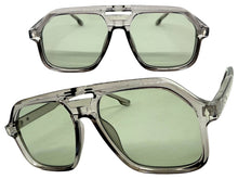 Oversized Vintage Retro Style SUNGLASSES Large Gray Frame - Pastel Teal Lens 81005
