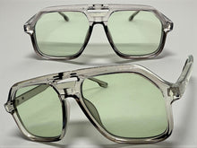 Oversized Vintage Retro Style SUNGLASSES Large Gray Frame - Pastel Teal Lens 81005