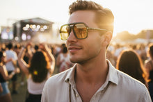 Oversized Vintage Retro Style SUNGLASSES Large Olive Green Frame - Yellow Lens 81005