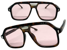 Oversized Vintage Retro Style SUNGLASSES Large Tortoise Frame - Light Pink Lens 81005