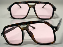 Oversized Vintage Retro Style SUNGLASSES Large Tortoise Frame - Light Pink Lens 81005