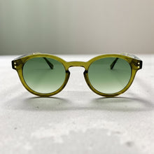 Classic Elegant Vintage Retro Style SUNGLASSES Round Olive Green Frame - Green Lens 81012