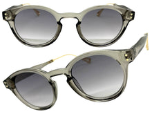 Classic Elegant Vintage Retro Style SUNGLASSES Round Gray Frame - Light Gray Lens 81012