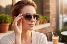 Classic Elegant Vintage Retro Style SUNGLASSES Round Gray Frame - Light Gray Lens 81012