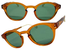 Classic Elegant Vintage Retro Style SUNGLASSES Round Orange Frame - Green Lens 81012