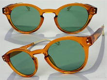 Classic Elegant Vintage Retro Style SUNGLASSES Round Orange Frame - Green Lens 81012