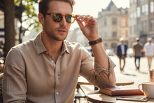 Classic Elegant Vintage Retro Style SUNGLASSES Round Orange Frame - Green Lens 81012