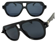 Classic Vintage Retro Style SUNGLASSES Large Black Frame - Dark Lens 80595