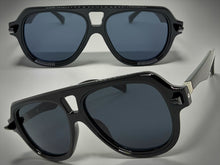 Classic Vintage Retro Style SUNGLASSES Large Black Frame - Dark Lens 80595