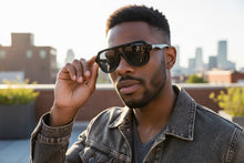 Classic Vintage Retro Style SUNGLASSES Large Black Frame - Dark Lens 80595