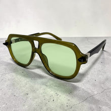 Classic Vintage Retro Style SUNGLASSES Large Olive Green Frame - Green Lens 80595