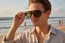 Classic Vintage Retro Style SUNGLASSES Large Tortoise Frame - Green Lens 80595