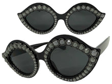 Oversized Exaggerated Classic Retro Cat Eye Style SUNGLASSES Bling Black Frame - Dark Lens 8120