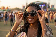 Oversized Exaggerated Classic Retro Cat Eye Style SUNGLASSES Bling Black Frame - Dark Lens 8120