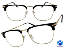 Classic Sophisticated Elegant Vintage Retro Style Clear Lens EYEGLASSES Square Black & Gold Frame 7055