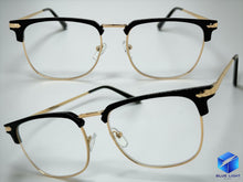 Classic Sophisticated Elegant Vintage Retro Style Clear Lens EYEGLASSES Square Black & Gold Frame 7055
