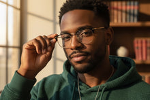Classic Sophisticated Elegant Vintage Retro Style Clear Lens EYEGLASSES Square Black & Gold Frame 7055