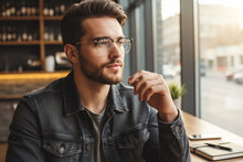 Classic Sophisticated Elegant Vintage Retro Style Clear Lens EYEGLASSES Square Black & Gold Frame 7055