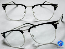 Classic Sophisticated Elegant Vintage Retro Style Clear Lens EYEGLASSES Square Black & Silver Frame 7055