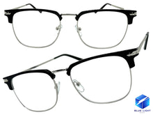 Classic Sophisticated Elegant Vintage Retro Style Clear Lens EYEGLASSES Square Black & Silver Frame 7055