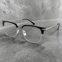 Classic Sophisticated Elegant Vintage Retro Style Clear Lens EYEGLASSES Square Black & Silver Frame 7055