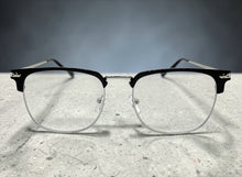 Classic Sophisticated Elegant Vintage Retro Style Clear Lens EYEGLASSES Square Black & Silver Frame 7055