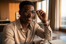 Classic Sophisticated Elegant Vintage Retro Style Clear Lens EYEGLASSES Square Black & Silver Frame 7055