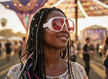 Oversized Exaggerated Vintage Retro Shield Style SUNGLASSES X-Large White Frame - Pink Lens 58843