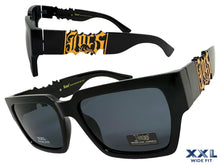 OVERSIZED Classic Hardcore Biker Gangster Style LOCS SUNGLASSES XXL Black Frame - Dark Lens 91255
