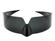 Space Futuristic Robotic Cyclops Modern Contemporary Costume Party Raver Bat SUNGLASSES Sleek Black Frame - Dark Lens P0202