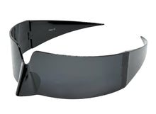 Space Futuristic Robotic Cyclops Modern Contemporary Costume Party Raver Bat SUNGLASSES Sleek Black Frame - Dark Lens P0202