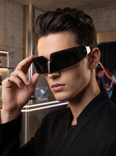 Space Futuristic Robotic Cyclops Modern Contemporary Costume Party Raver Bat SUNGLASSES Sleek Black Frame - Dark Lens P0202