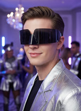Space Futuristic Robotic Cyclops Modern Contemporary Costume Party Raver Bat SUNGLASSES Sleek Black Frame - Dark Lens P0202