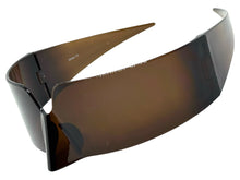 Space Futuristic Robotic Cyclops Modern Contemporary Costume Party Raver Bat SUNGLASSES Sleek Brown Frame - Brown Lens P0202