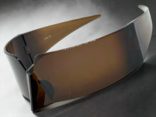 Space Futuristic Robotic Cyclops Modern Contemporary Costume Party Raver Bat SUNGLASSES Sleek Brown Frame - Brown Lens P0202