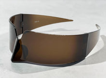 Space Futuristic Robotic Cyclops Modern Contemporary Costume Party Raver Bat SUNGLASSES Sleek Brown Frame - Brown Lens P0202