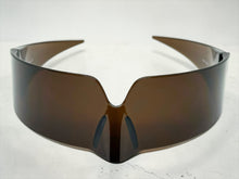 Space Futuristic Robotic Cyclops Modern Contemporary Costume Party Raver Bat SUNGLASSES Sleek Brown Frame - Brown Lens P0202