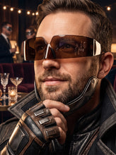 Space Futuristic Robotic Cyclops Modern Contemporary Costume Party Raver Bat SUNGLASSES Sleek Brown Frame - Brown Lens P0202