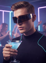 Space Futuristic Robotic Cyclops Modern Contemporary Costume Party Raver Bat SUNGLASSES Sleek Brown Frame - Brown Lens P0202
