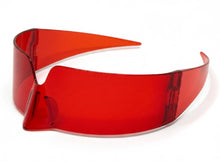 Space Futuristic Robotic Cyclops Modern Contemporary Costume Party Raver Punk SUNGLASSES Sleek Red Frame - Brown Lens P0202 (Copy)