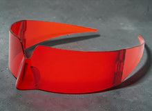 Space Futuristic Robotic Cyclops Modern Contemporary Costume Party Raver Punk SUNGLASSES Sleek Red Frame - Brown Lens P0202 (Copy)
