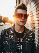 Space Futuristic Robotic Cyclops Modern Contemporary Costume Party Raver Punk SUNGLASSES Sleek Red Frame - Brown Lens P0202 (Copy)