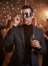 Space Futuristic Robotic Cyclops Modern Contemporary Costume Party Raver Punk SUNGLASSES Sleek Chrome Frame - Brown Lens P0202 (Copy) (Copy)