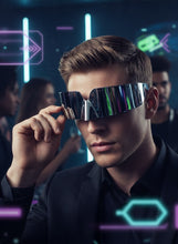 Space Futuristic Robotic Cyclops Modern Contemporary Costume Party Raver Punk SUNGLASSES Sleek Chrome Frame - Brown Lens P0202 (Copy) (Copy)