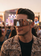Space Futuristic Robotic Cyclops Modern Contemporary Costume Party Raver Punk SUNGLASSES Sleek Chrome Frame - Brown Lens P0202 (Copy) (Copy)