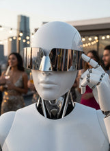 Space Futuristic Robotic Cyclops Modern Contemporary Costume Party Raver Punk SUNGLASSES Sleek Chrome Frame - Brown Lens P0202 (Copy) (Copy)